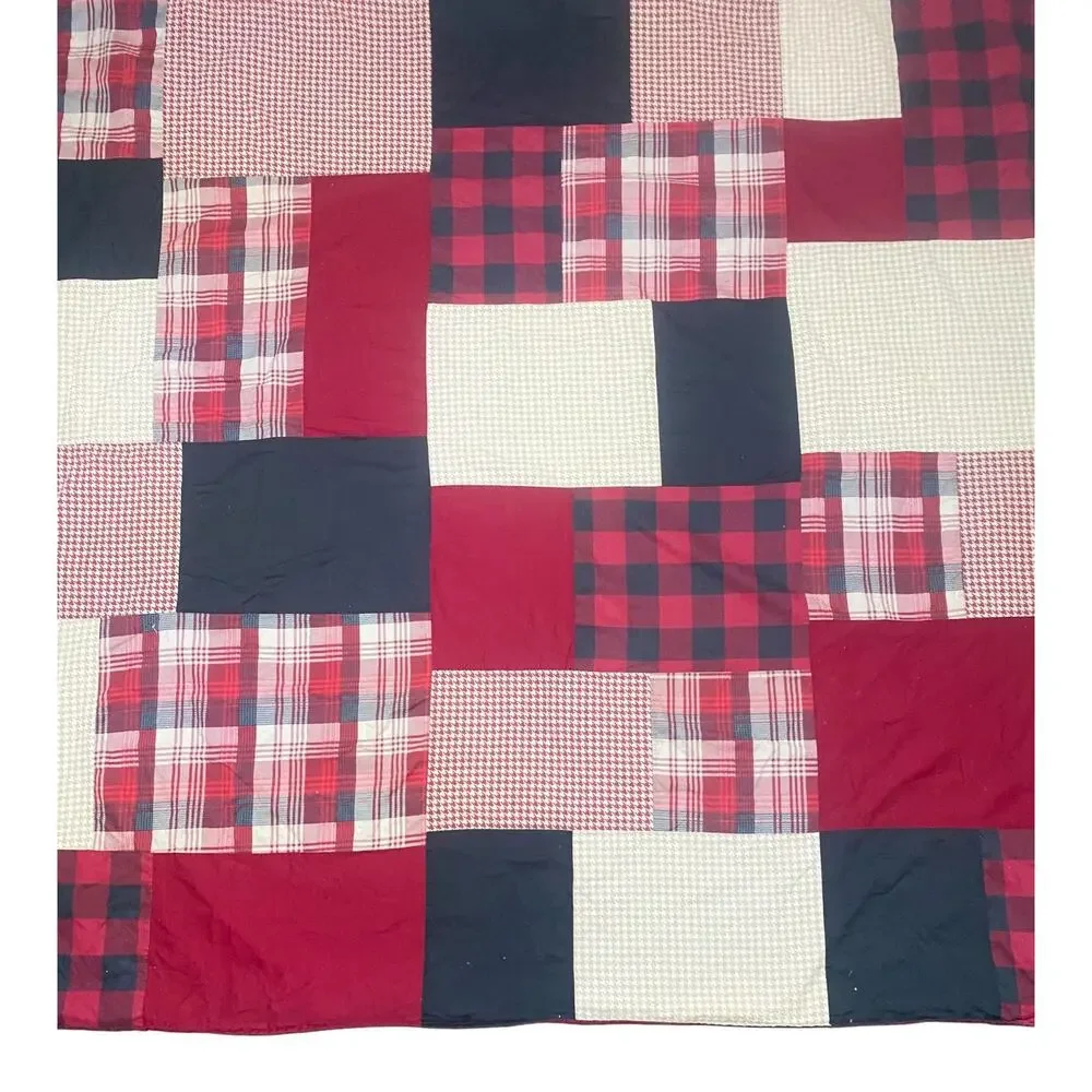 Woolrich Shower Curtain Patchwork Red Black & White Fabric Cotton 68x68 Lot of 2